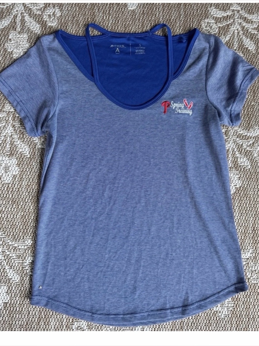 Antigua Philadelphia Phillies Spring Training Layered Scoop Neck Top Women's S